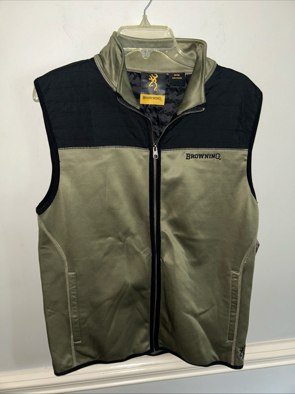 Browning Olive Green and Black Quilted Front Vest